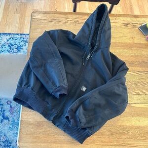 Carhartt Quilted Jacket Hooded Size Large Black